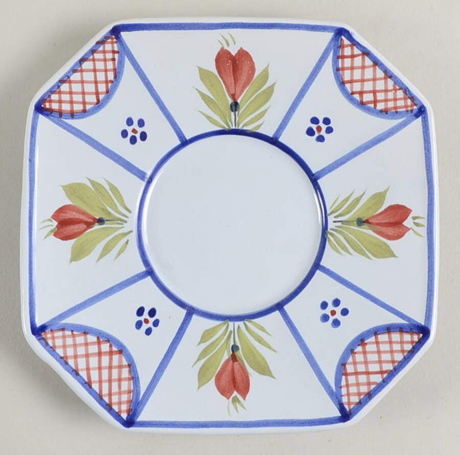 Mistral Blue (Octagonal, Lady Center) Saucer by Quimper-1