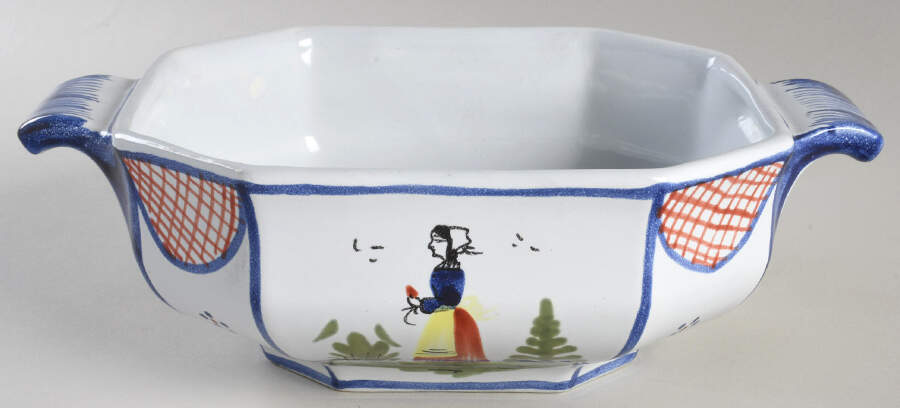 Mistral Blue (Octagonal, Lady Center) Round Vegetable No Lid by Quimper-1