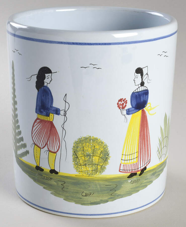 Mistral Blue (Octagonal, Lady Center) Utensil Holder by Quimper-1