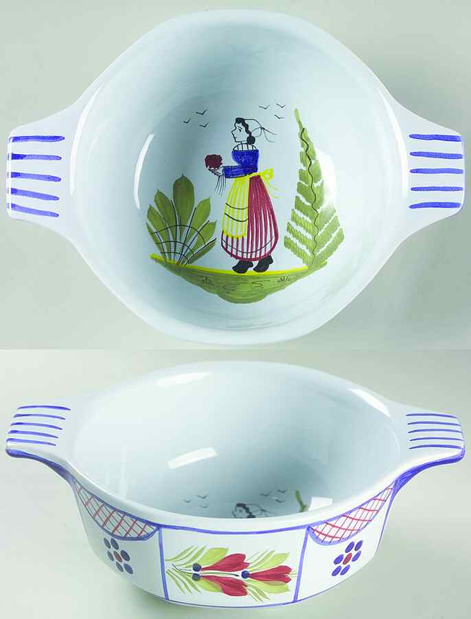 Mistral Blue (Octagonal, Lady Center) Lugged Cereal Bowl by Quimper-1