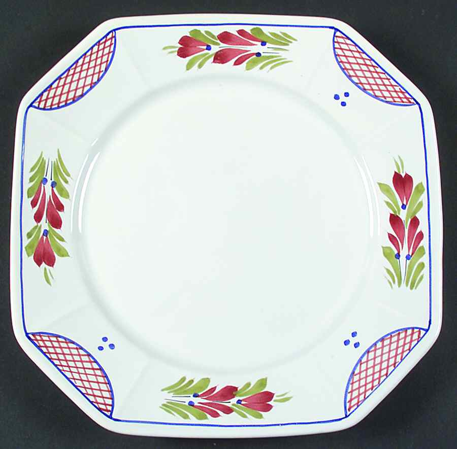 Mistral Blue (Octagonal, Lady Center) Accent Dinner Plate by Quimper-1