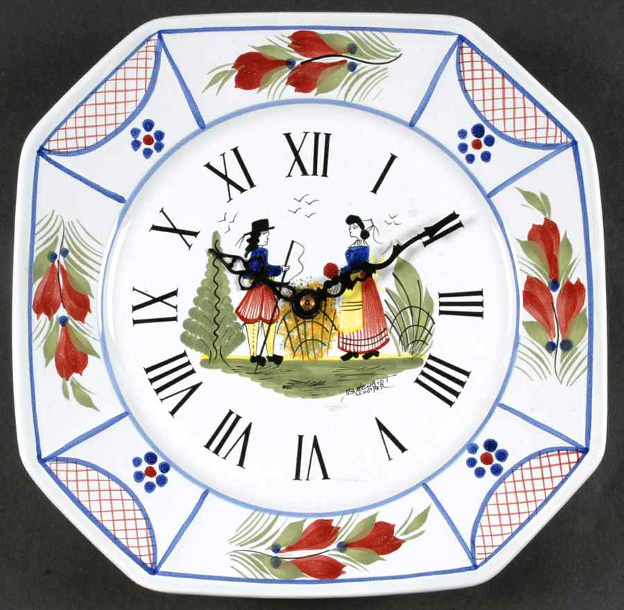 Mistral Blue (Octagonal, Lady Center) Quartz Clock by Quimper-1