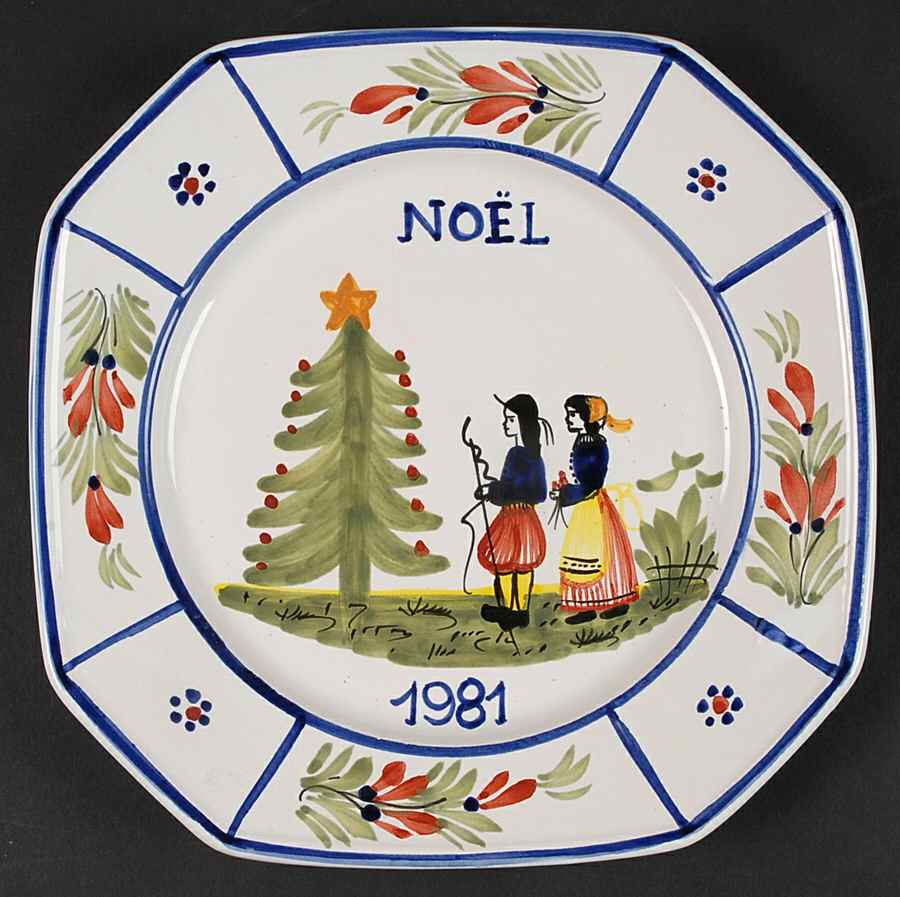 Mistral Blue (Octagonal, Lady Center) 1981 Collector Plate by Quimper-1