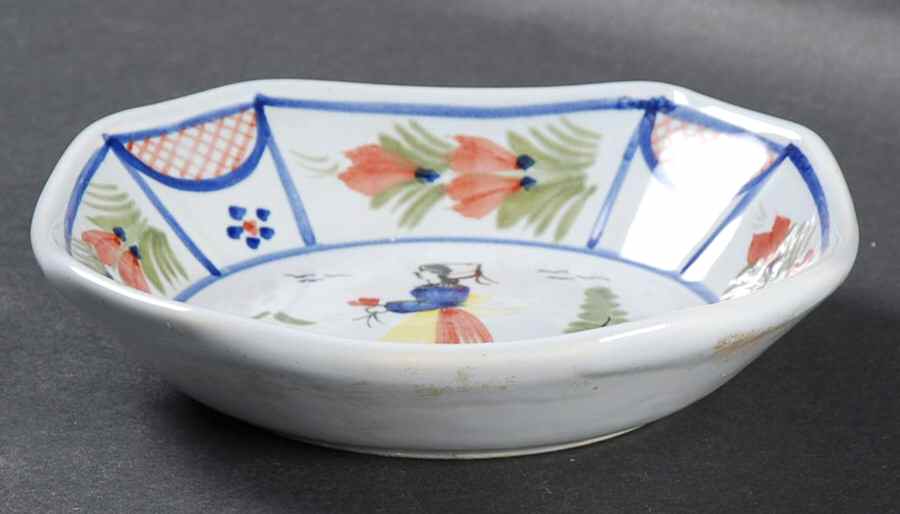 Mistral Blue (Octagonal, Lady Center) Fruit/Dessert (Sauce) Bowl by Quimper-1