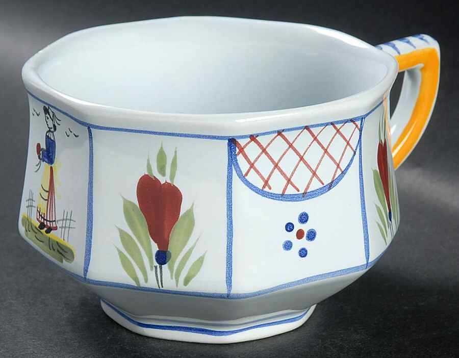 Mistral Blue (Octagonal, Lady Center) Breakfast Cup by Quimper-1