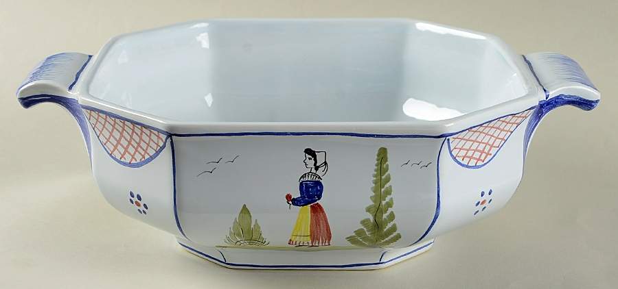 Mistral Blue (Octagonal, Lady Center) Tureen No Lid by Quimper-1