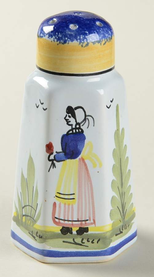 Mistral Blue (Octagonal, Lady Center) Pepper Shaker by Quimper-1