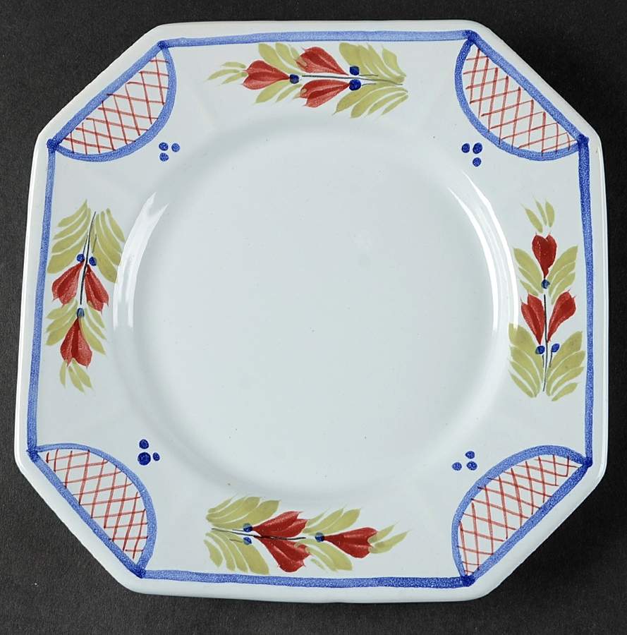 Mistral Blue (Octagonal, Lady Center) Accent Salad Plate by Quimper-1