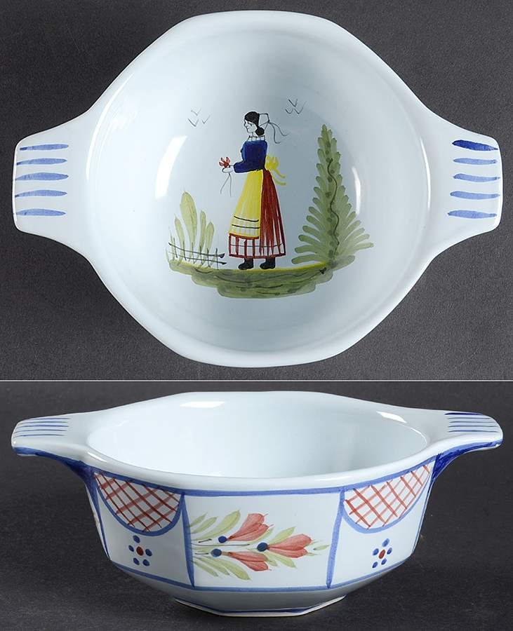 Mistral Blue (Octagonal, Lady Center) Lugged Soup Bowl by Quimper-1