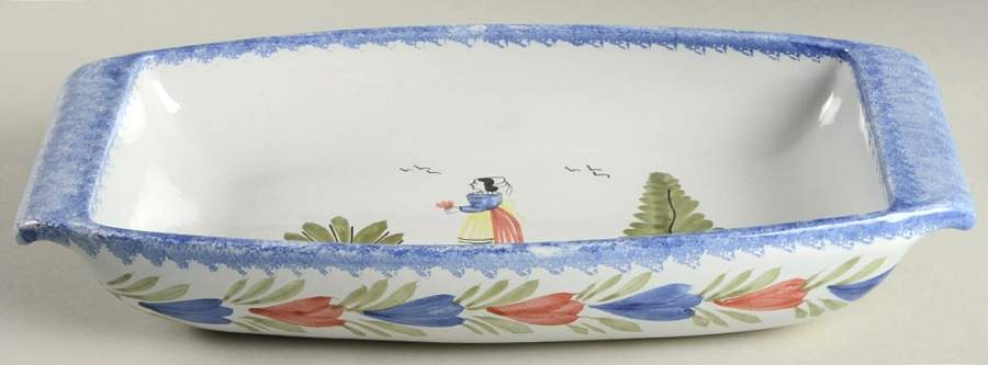 Mistral Blue (Octagonal, Lady Center) 13"  Rectangular Baker by Quimper-1