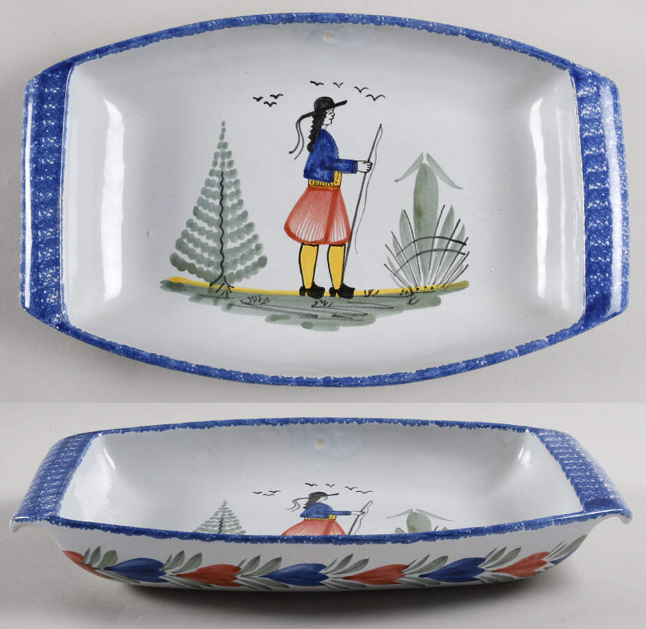 Mistral Blue (Round) 11" Rectangular Baker by Quimper-1