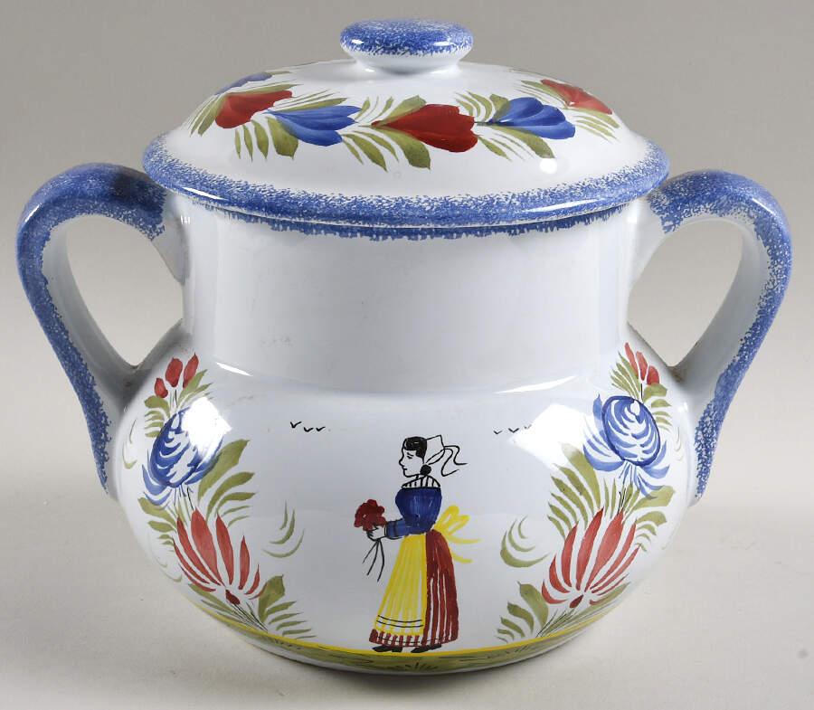 Mistral Blue (Round) Cookie Jar & Lid by Quimper-1