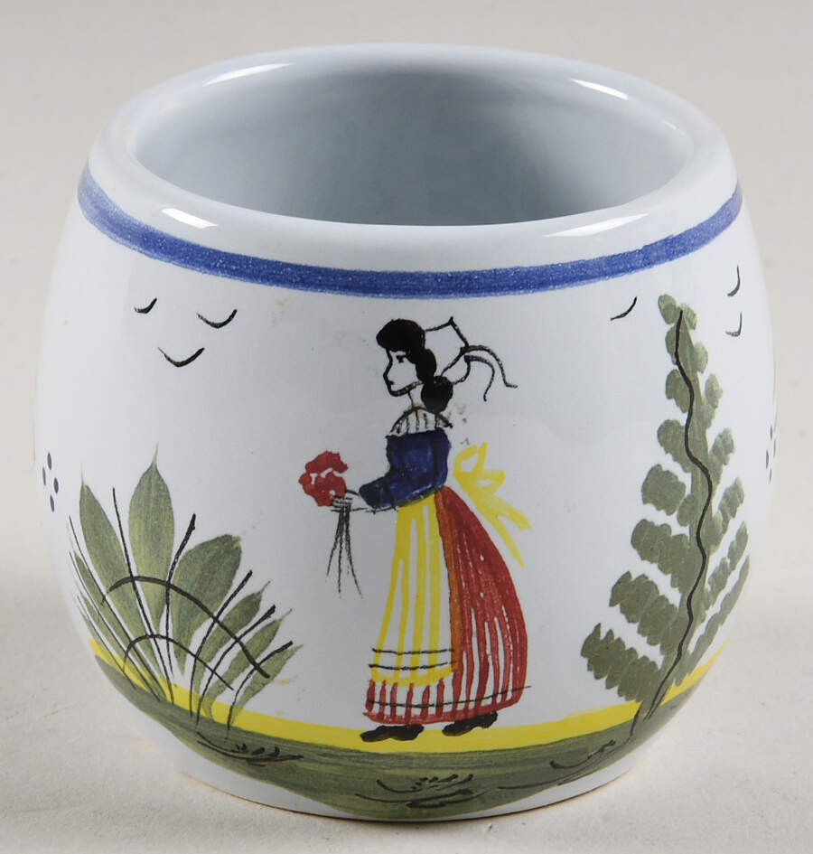 Mistral Blue (Round) Mustard Jar No Lid by Quimper-1
