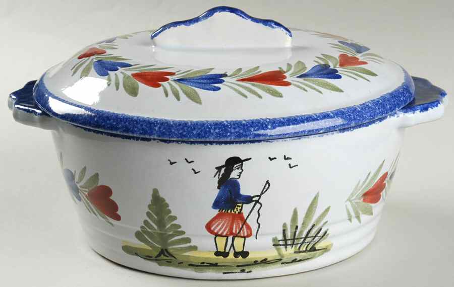 Mistral Blue (Round) 1.5 Qt Round Covered Casserole by Quimper-1
