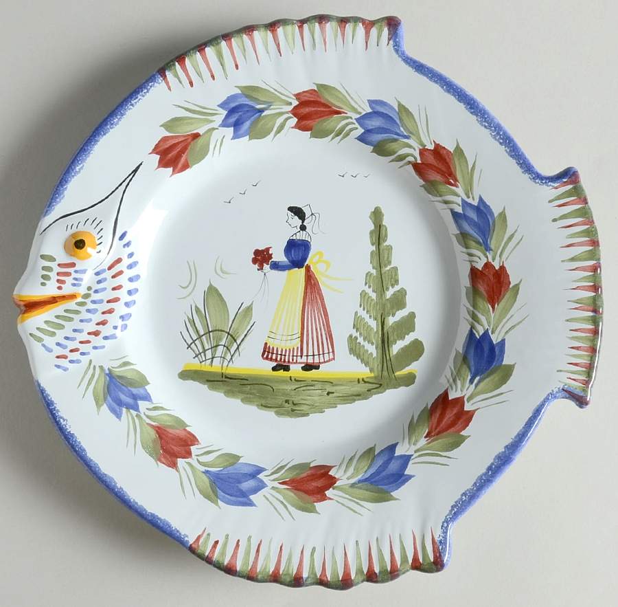 Mistral Blue (Round) 10" Fish Shaped Platter by Quimper-1