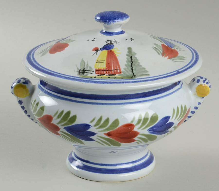 Mistral Blue (Round) Covered Onion Soup by Quimper-1