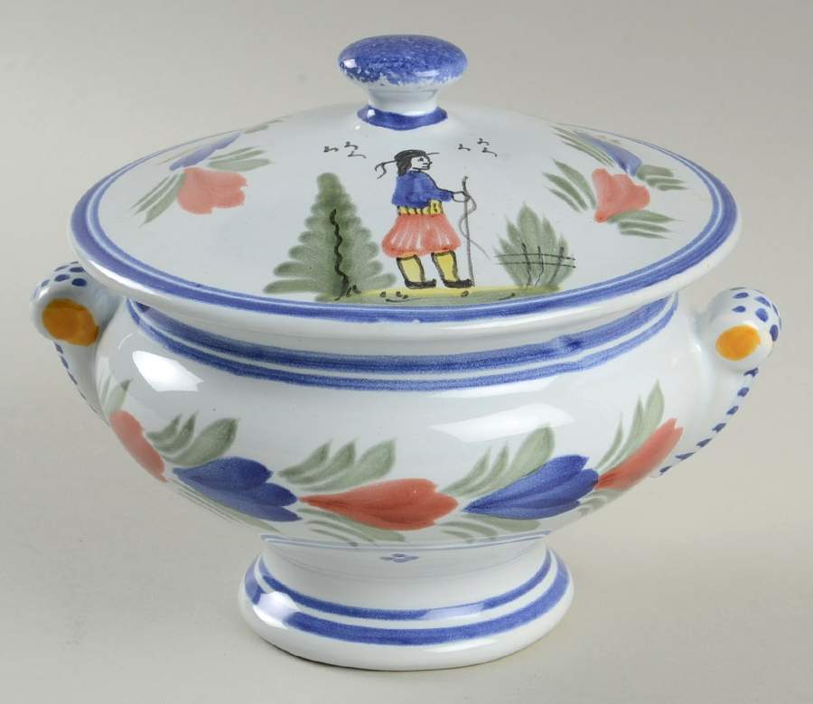 Mistral Blue (Round) Covered Onion Soup by Quimper-1