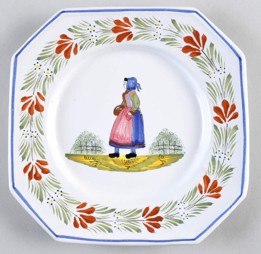 Paysan Octagonal Salad Plate by Quimper-1