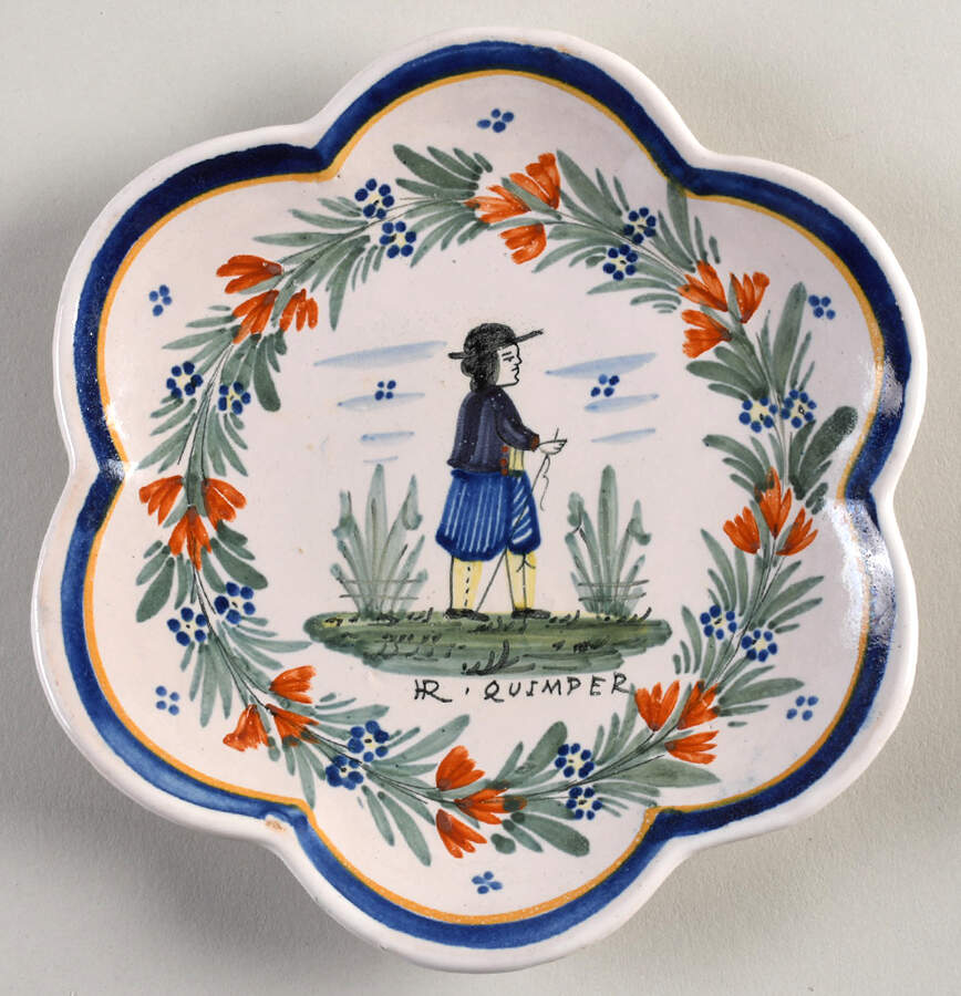 Paysan Scalloped Canape Plate by Quimper-1