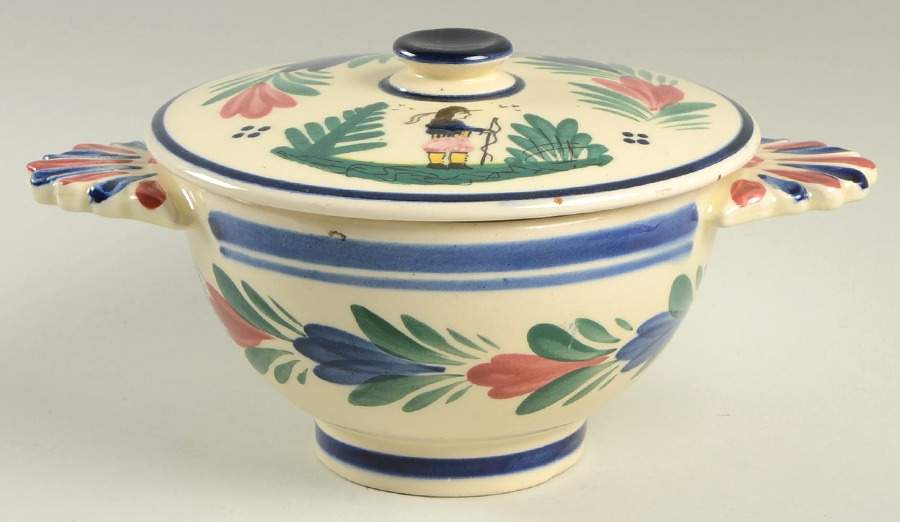 Petit Breton Cream Soup Bowl & Lid Set by Quimper-1