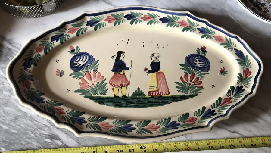 Petit Breton 24" Oval Serving Platter by Quimper-1