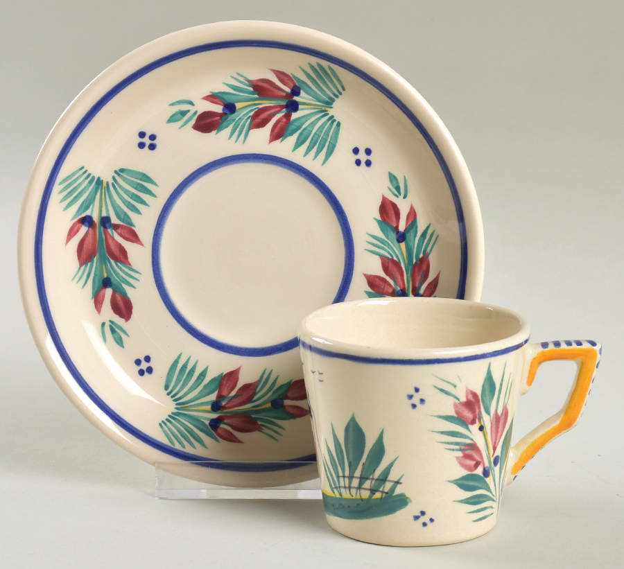 Petit Breton Flat Demitasse Cup & Saucer Set by Quimper-1