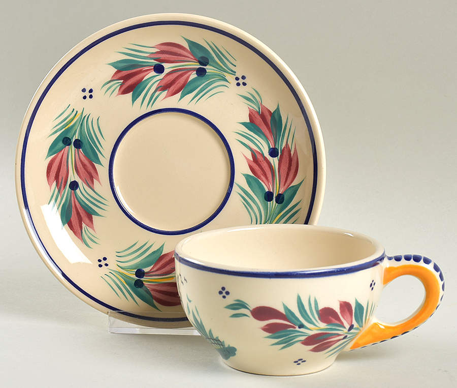 Petit Breton Flat Cup & Saucer Set by Quimper-1