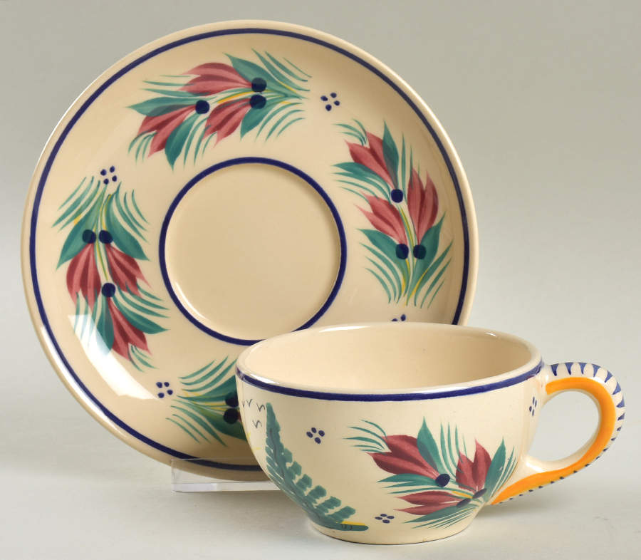 Petit Breton Flat Cup & Saucer Set by Quimper-1