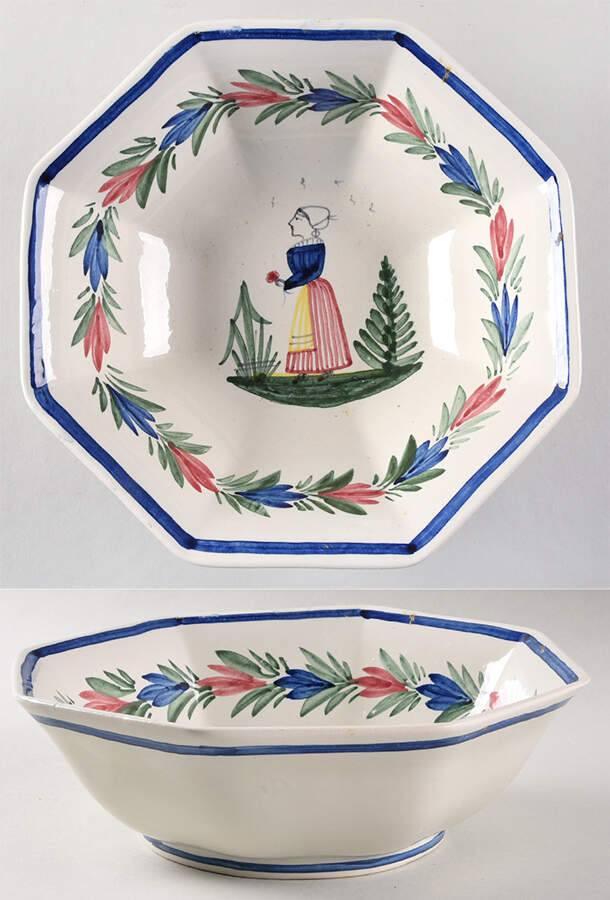 Petit Breton 8" Round Vegetable Bowl by Quimper-1