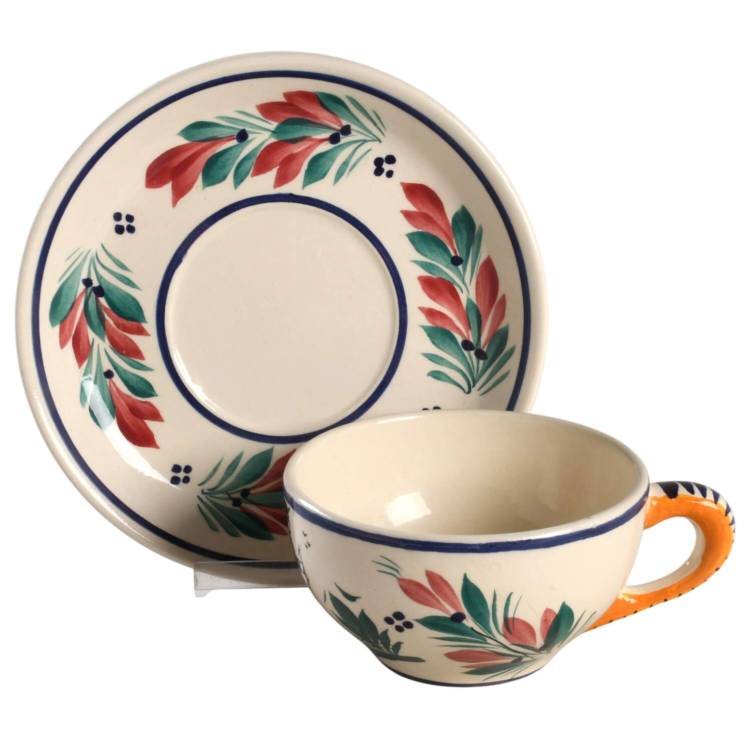 Petit Breton Flat Cup & Saucer Set by Quimper-1