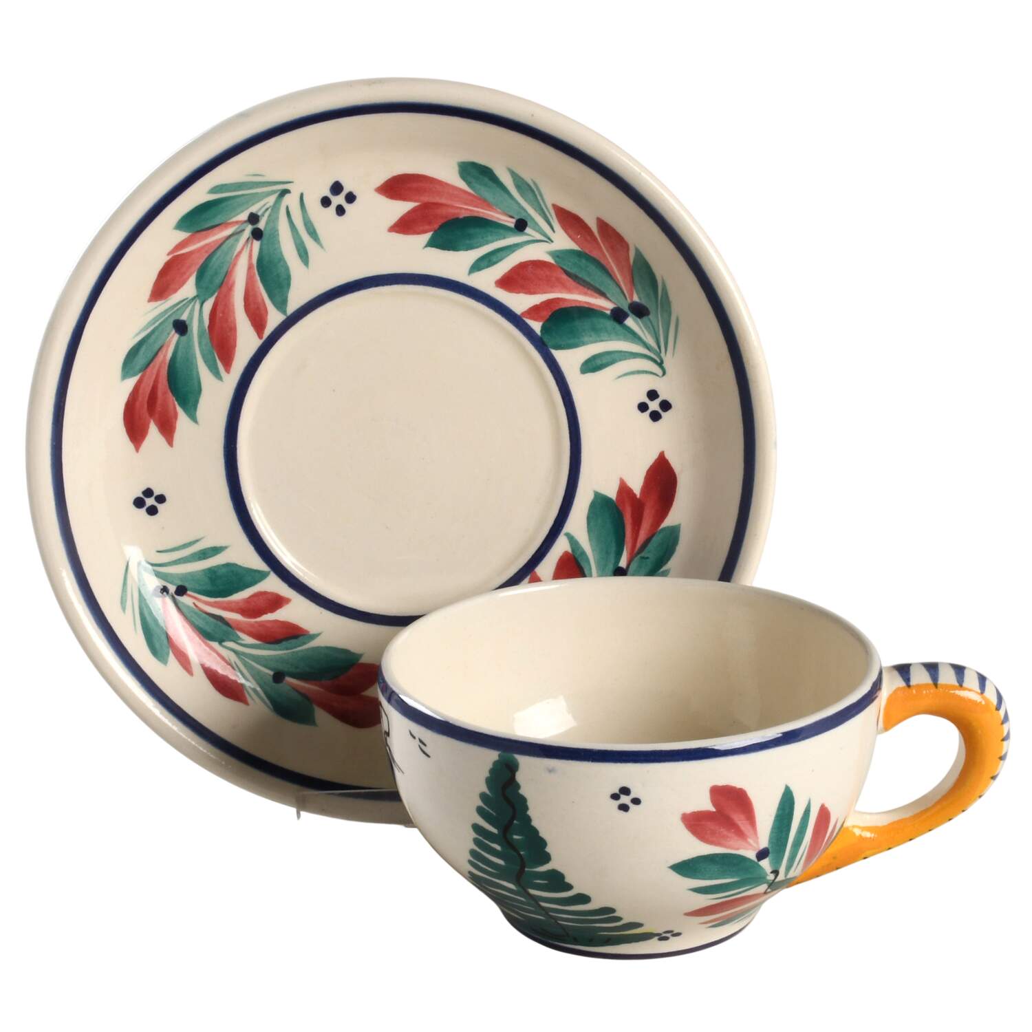 Petit Breton Flat Cup & Saucer Set by Quimper-1