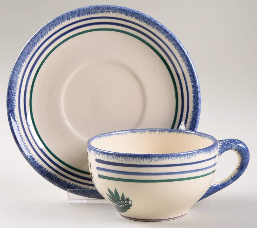 BRITTANY BLUE 2" Flat Cup & Saucer Set by Quimper-1