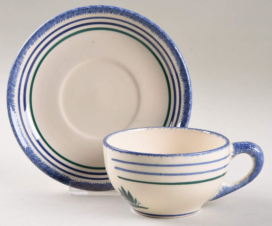 BRITTANY BLUE Flat Cup & Saucer Set by Quimper-1