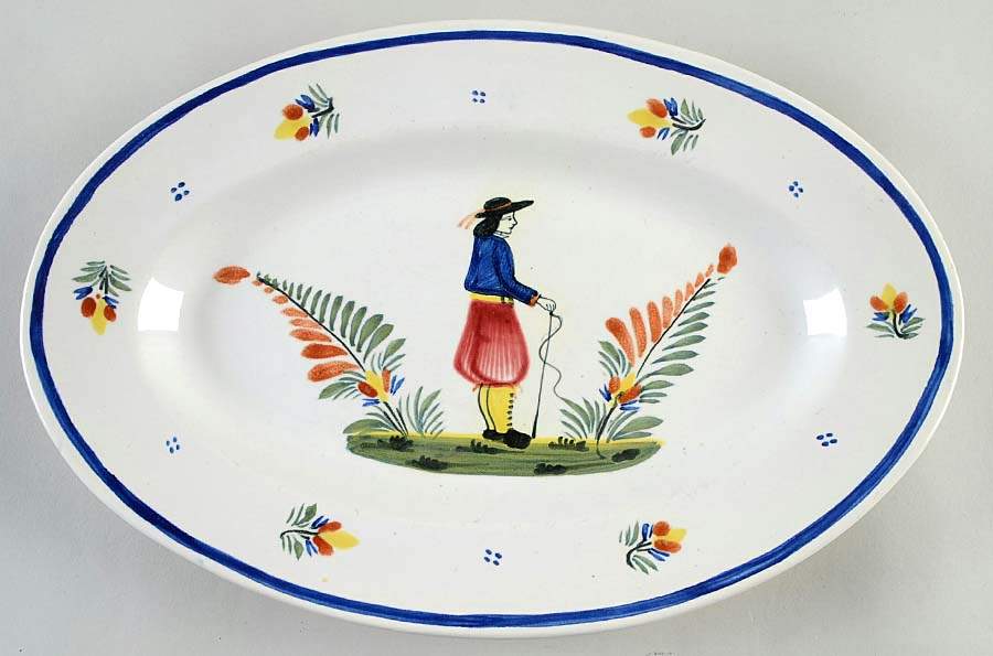 QUI8 14" Oval Serving Platter by Quimper-1