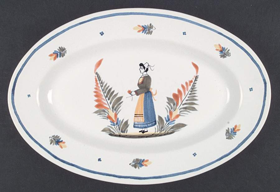 QUI8 13" Oval Serving Platter by Quimper-1
