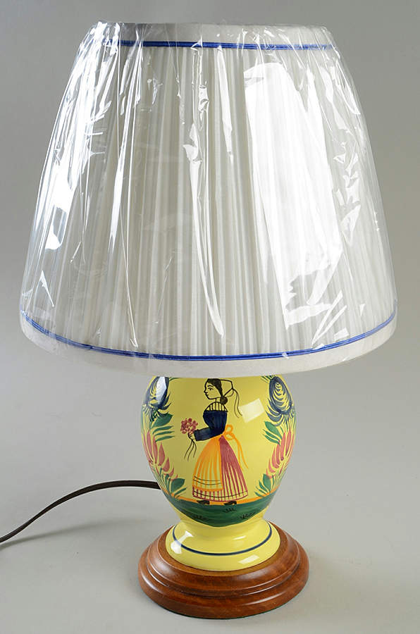 Soleil Yellow (Octagonal, Lady) Electric Lamp & Shade by Quimper-1