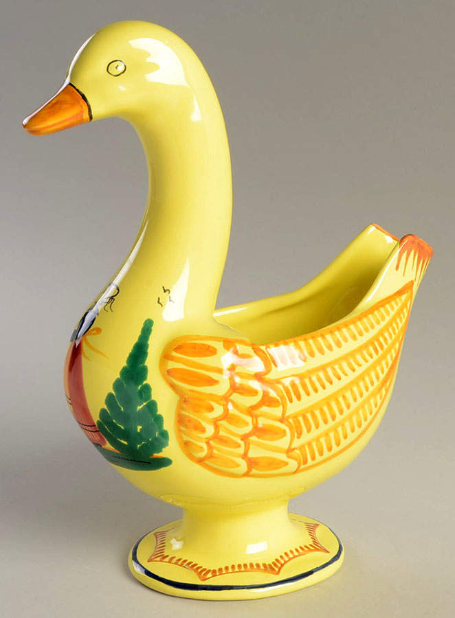 Soleil Yellow (Octagonal, Lady) Duck Planter by Quimper-1