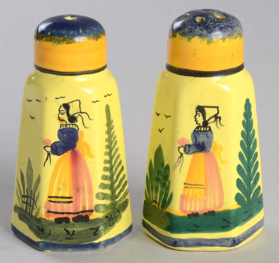 Soleil Yellow (Octagonal, Lady) Salt & Pepper Set by Quimper-1