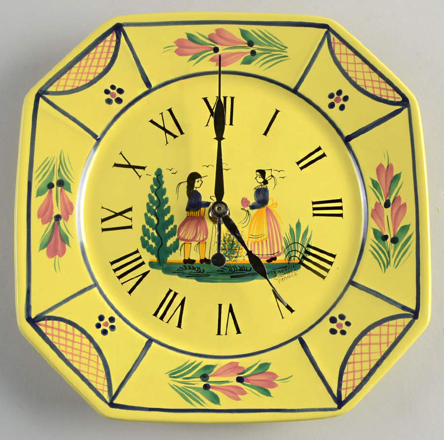 Soleil Yellow (Octagonal, Lady) Hanging Wall Clock by Quimper-1