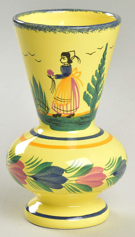 Soleil Yellow (Octagonal, Lady) 5" Vase by Quimper-1
