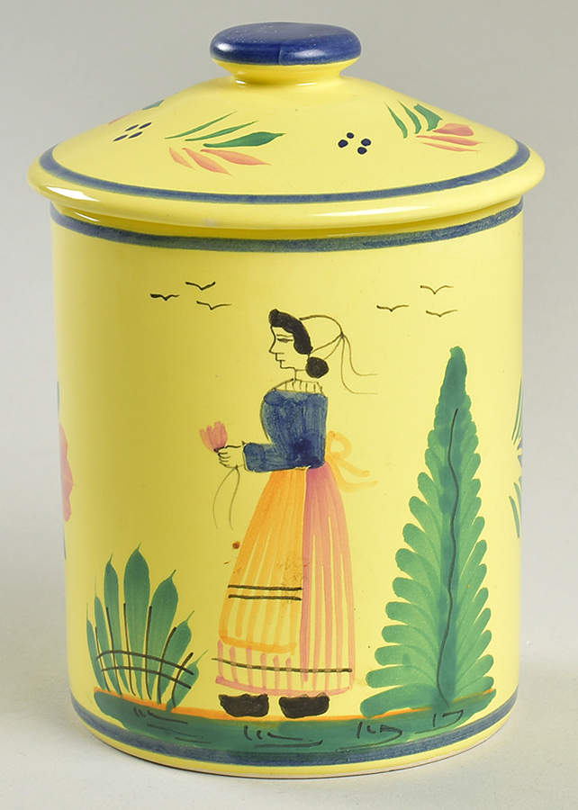 Soleil Yellow (Octagonal, Lady) Small Canister & Lid by Quimper-1