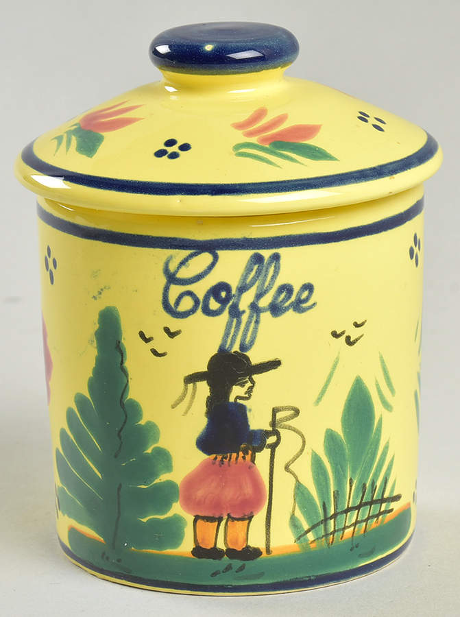 Soleil Yellow (Octagonal, Lady) Mini Canister & Lid by Quimper-1