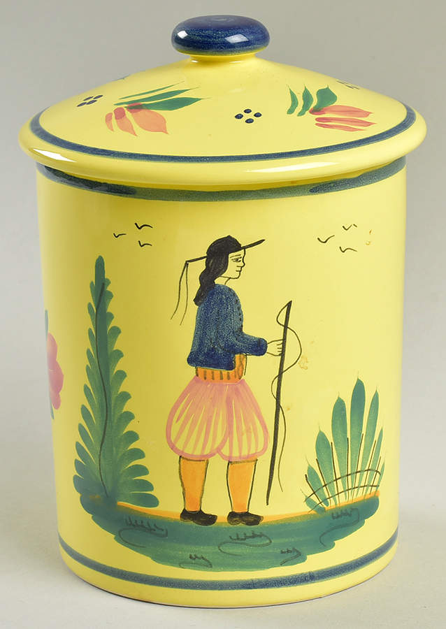 Soleil Yellow (Octagonal, Lady) Medium Canister & Lid by Quimper-1