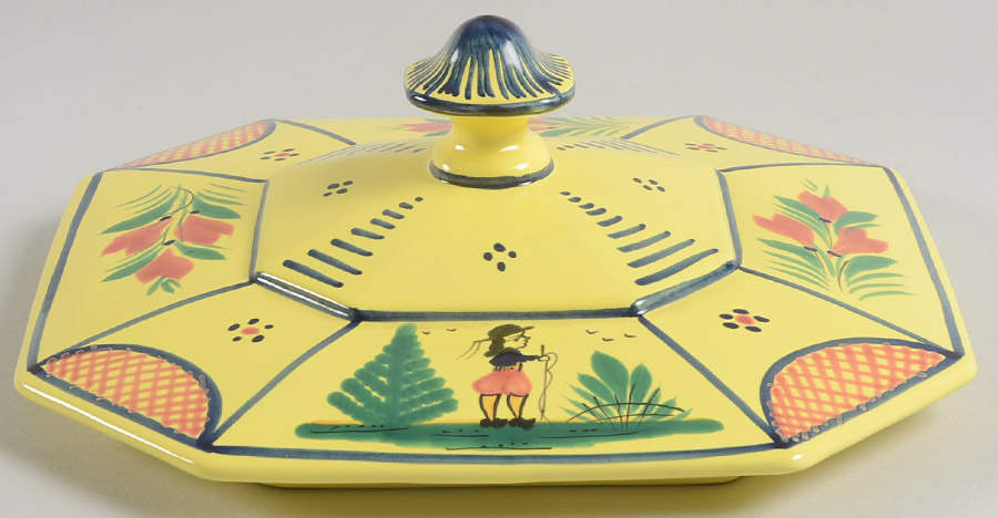 Soleil Yellow (Octagonal, Lady) Octagonal Vegetable No Lid by Quimper-1