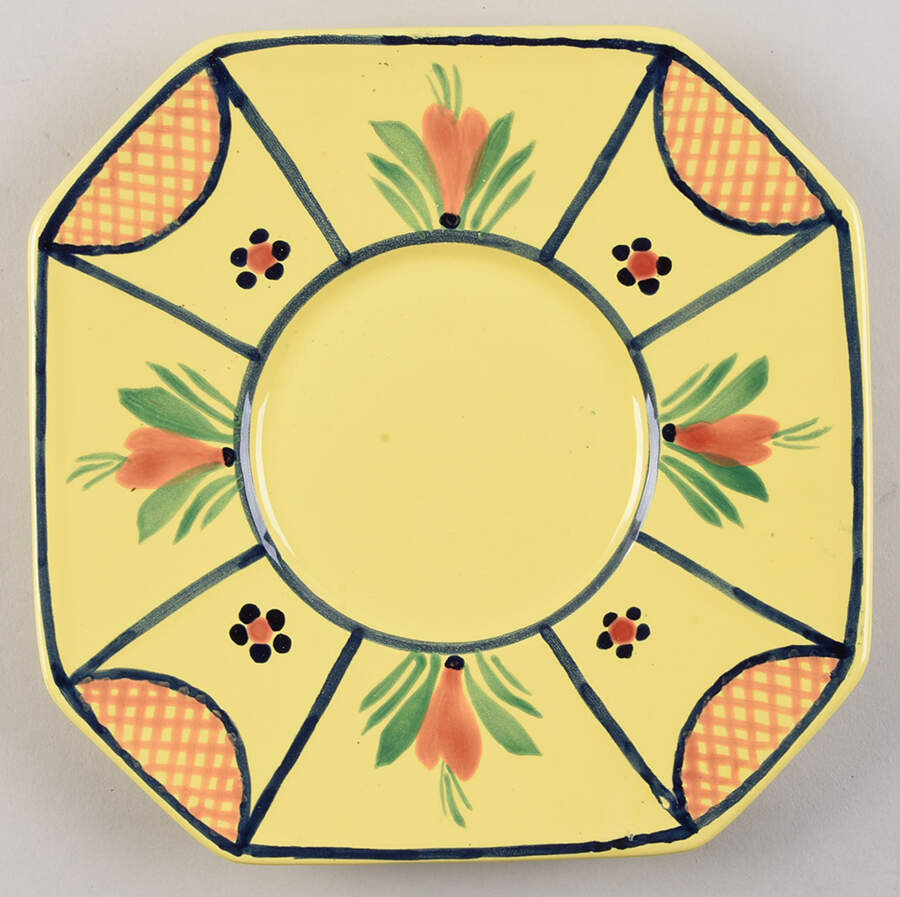 Soleil Yellow (Octagonal, Lady) Saucer for Cream Soup Bowl by Quimper-1