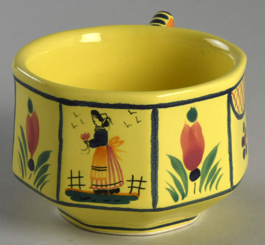 Soleil Yellow (Octagonal, Lady) Flat Cup by Quimper-1