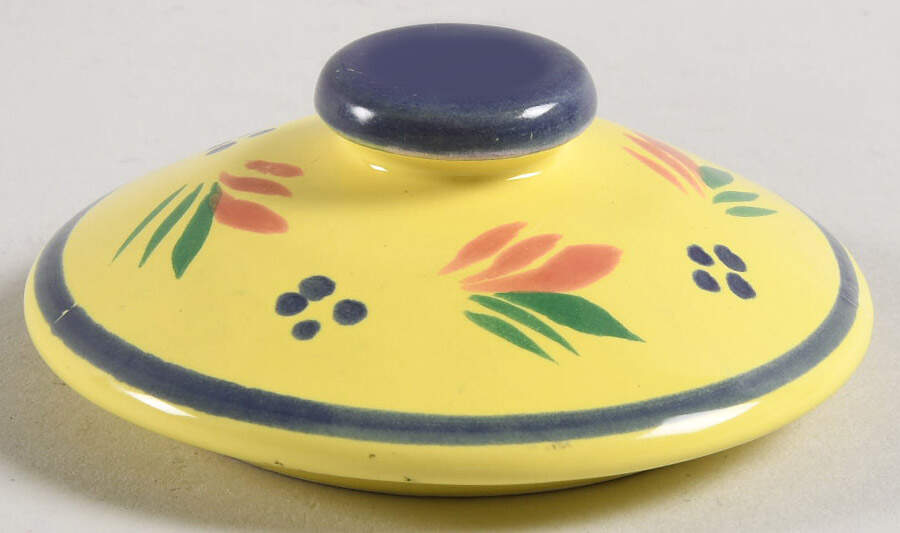 Soleil Yellow (Octagonal, Lady) Lid for 3" Storage Jar by Quimper-1
