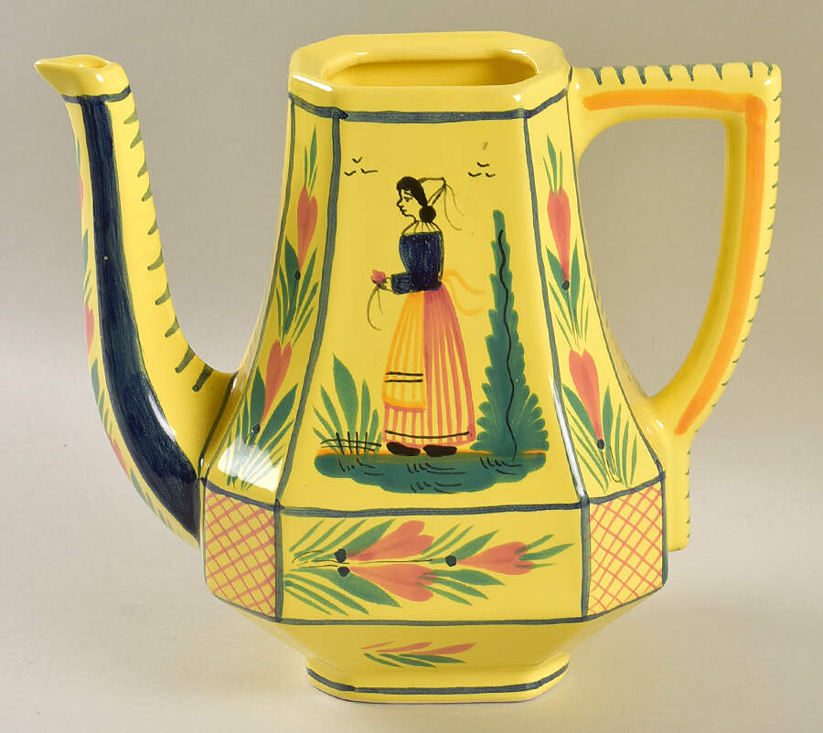 Soleil Yellow (Octagonal, Lady) Coffee Pot No Lid by Quimper-1