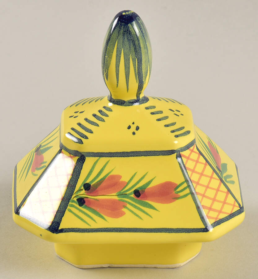 Soleil Yellow (Octagonal, Lady) Lid for Coffee Pot by Quimper-1