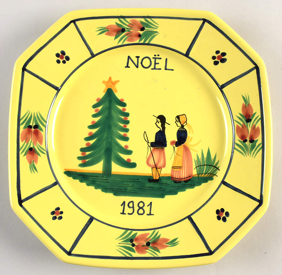 Soleil Yellow (Octagonal, Lady) 1981 Collector Plate by Quimper-1